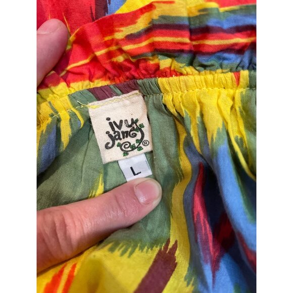 Ivy Jane Red Multi Flutter Sleeve V Neck Blouse - Picture 5 of 7